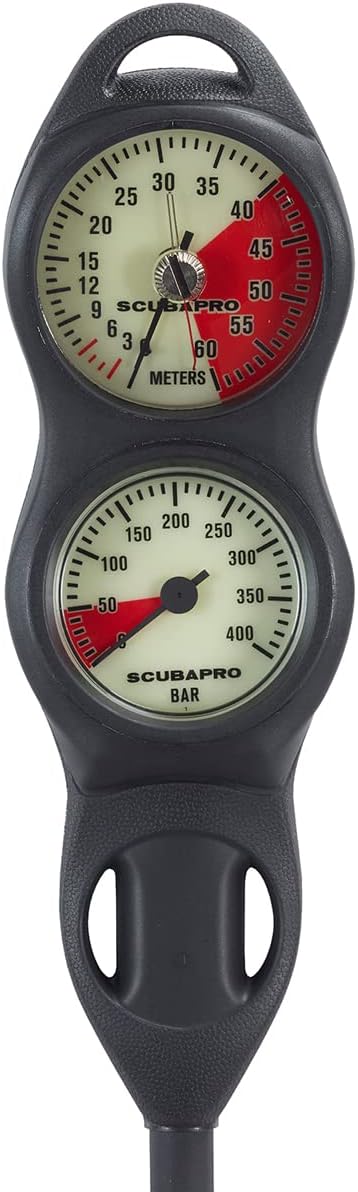 Scubapro 2-Gauge U-Line Compact Plastic Pressure Gauge Bar, Standard Depth Gauge Dive Console (Metric)