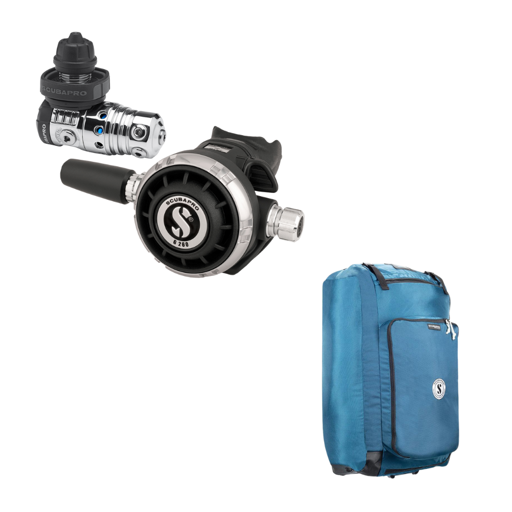 ScubaPro MK25 EVO DIN 300/G260 Dive Regulator System + ScubaPro Sport Bag 125 Roller