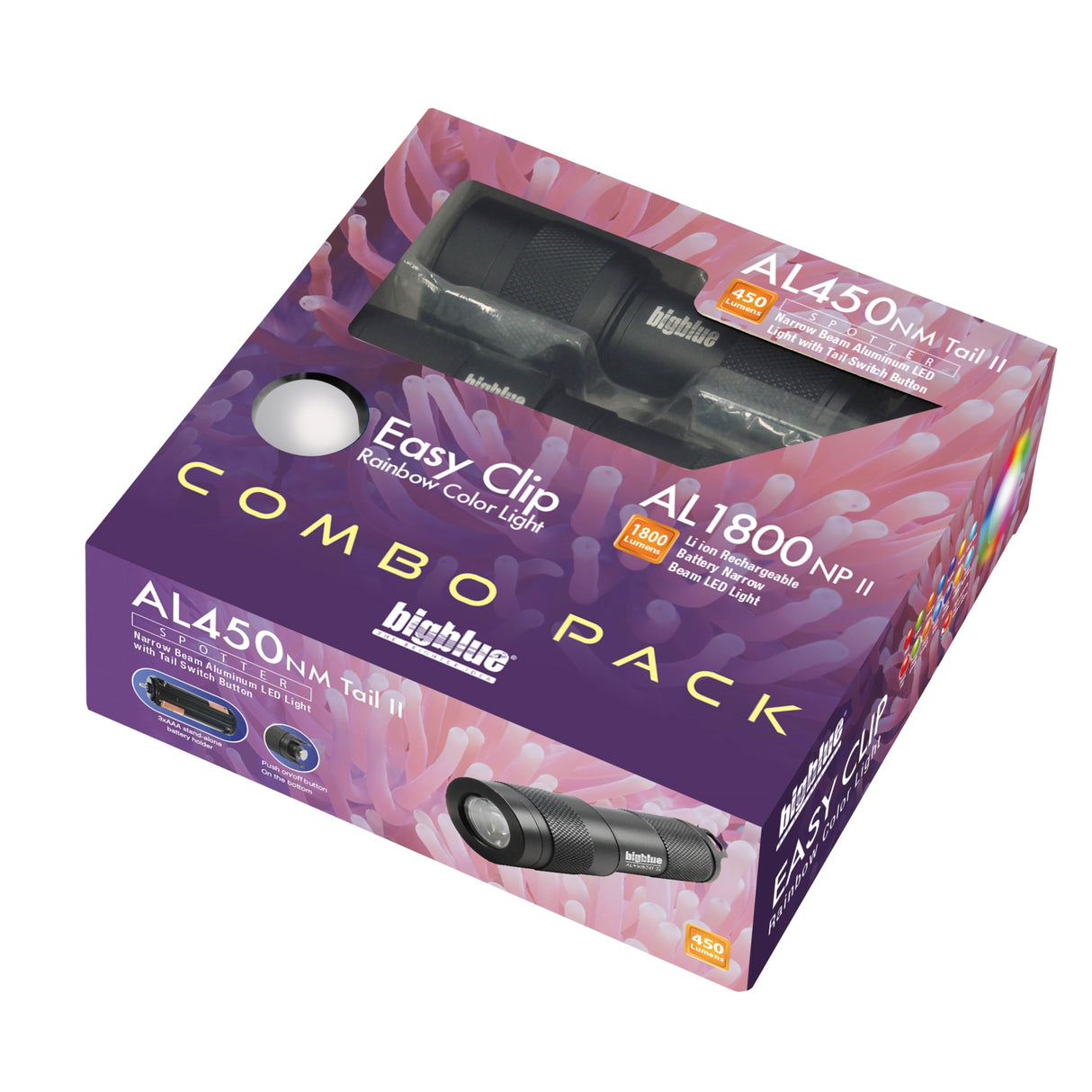 BigBlue Combo Pack: AL450NM-II Tail & AL1800NP Black & Easy Clip 8 Color