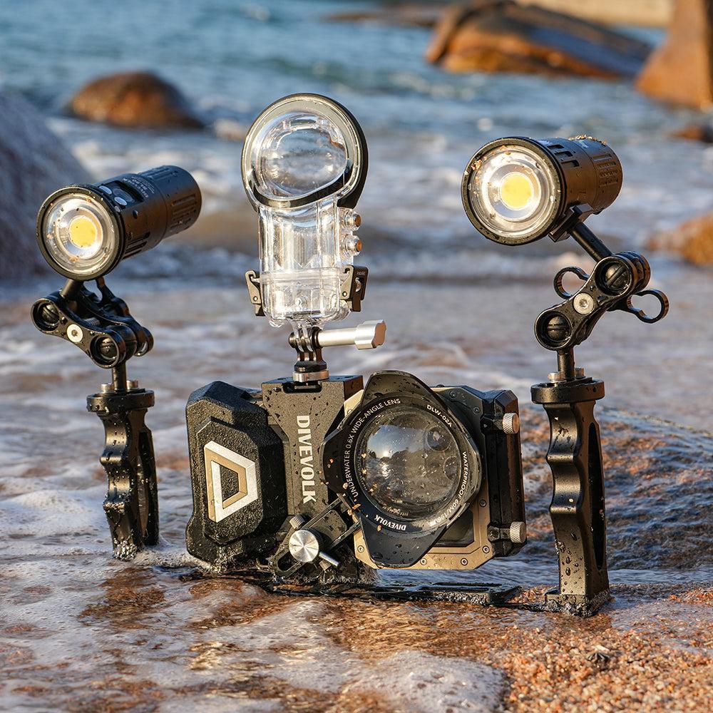 DiveVolk Cold Shoe to Action Camera Adapter – Dual Mount for GoPro, DJI, Insta360 & Smartphones