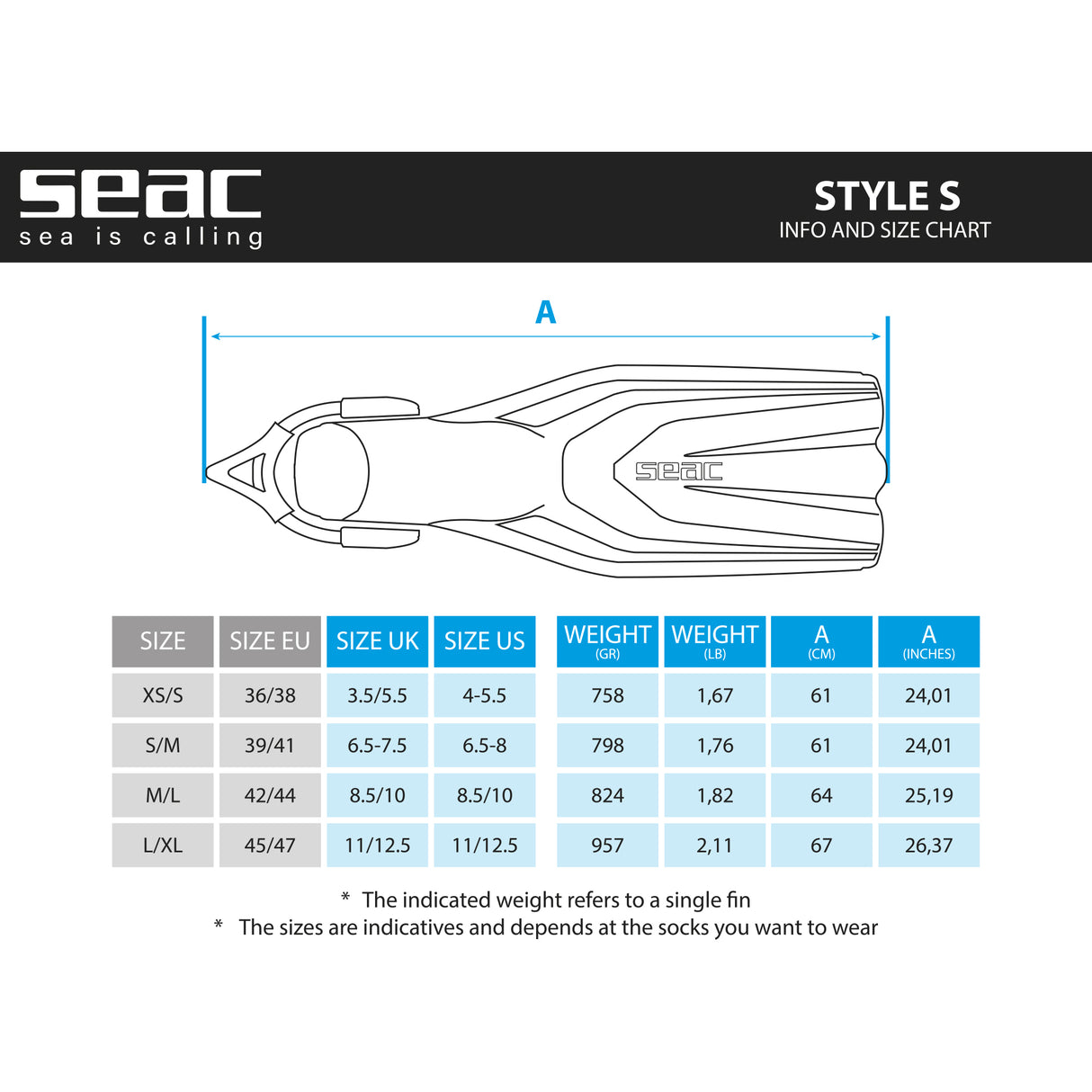 SEAC OPEN HEEL FIN STYLE SLING STRAP