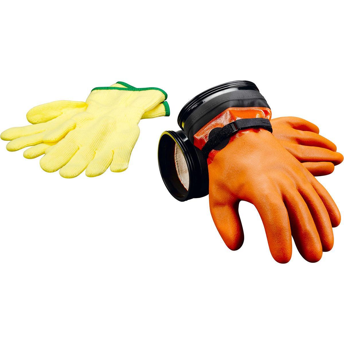 DUI Dive Dry ZipGloves Max Dex (Orange) & Liners, (S)