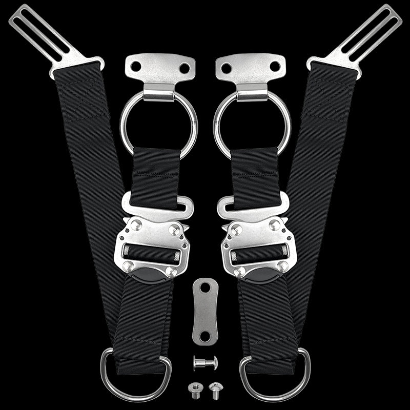 OMS Dive Gear PS Shoulder Straps (Pair) w/ Stainless Steel Buckle & Webbing to Waist Strap Color Black