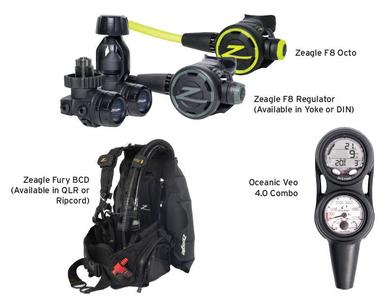 Zeagle Performance Package - Fury BCD, F8 Regulator & Octo, Oceanic Veo 4.0 Combo
