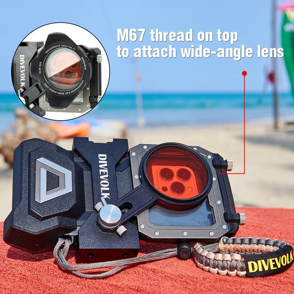 DiveVolk SeaTouch 4 Max Plus Ocean Kit for Underwater Photography – Red Filter & Wide-Angle Lens Bundle with Included Adapter