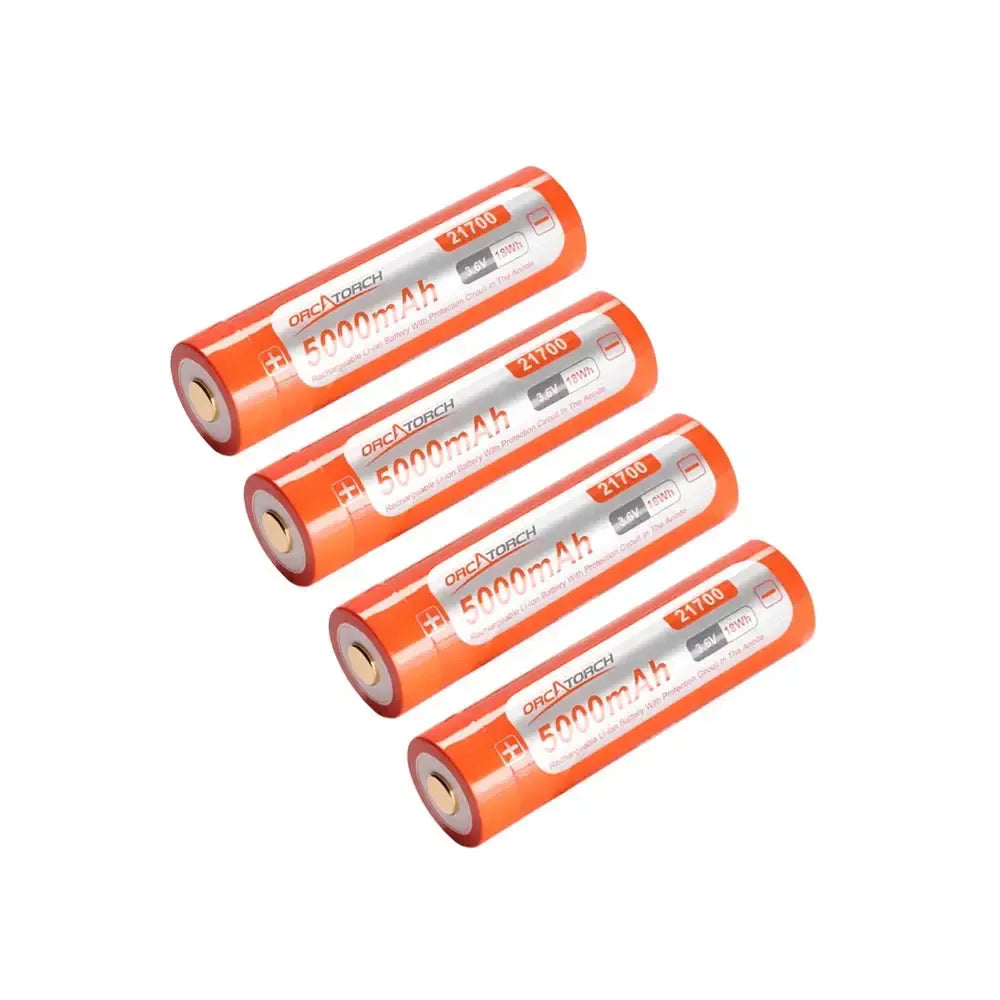 OrcaTorch 21700 5000mAh Rechargeable Battery - Standard (Non-USB-C)