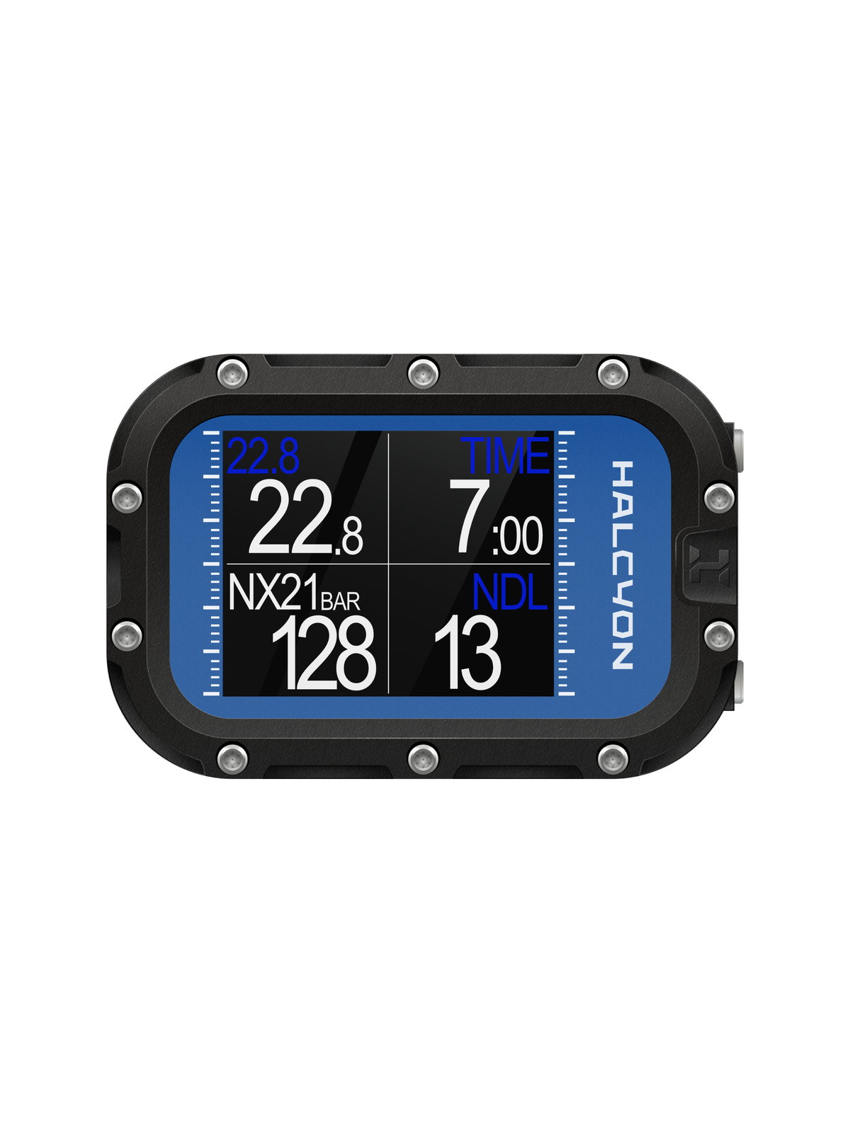Halcyon Symbios Blue Handset dive computer front view