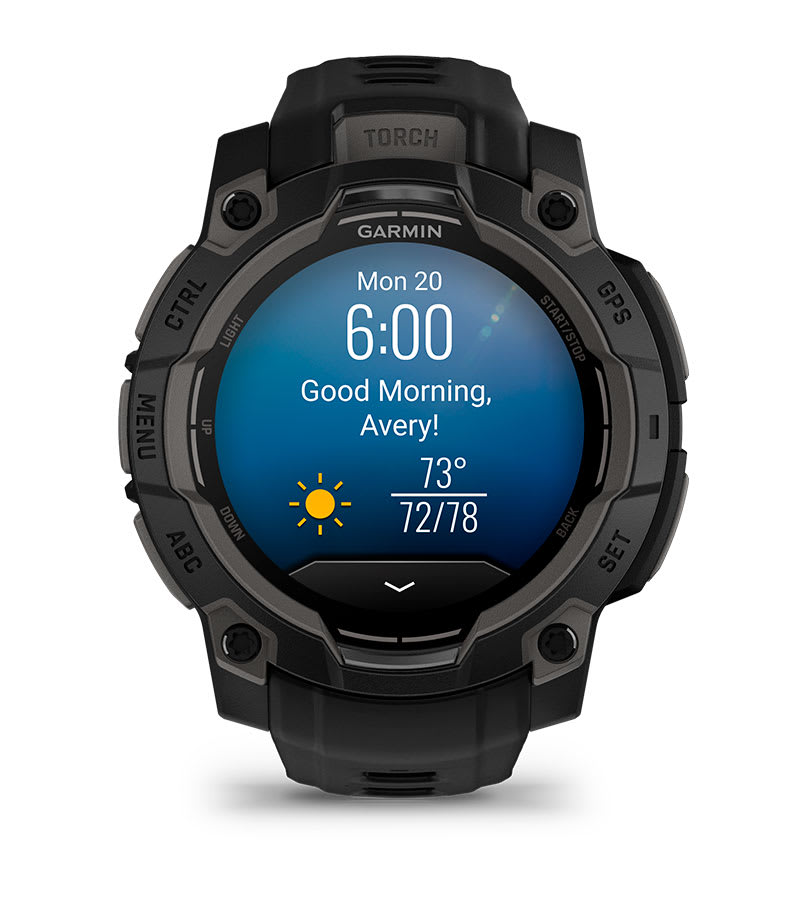 Garmin Instinct 3 45mm AMOLED Rugged GPS Smartwatch with Flashlight
