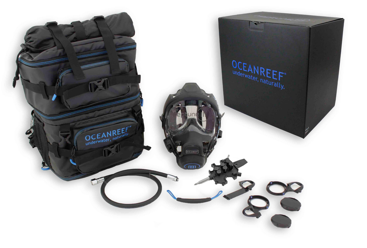 Ocean Reef Neptune III IDM - Diving Full Face Mask w/ int 2nd st, surface air valve, doffing handle, extender kit and multitool