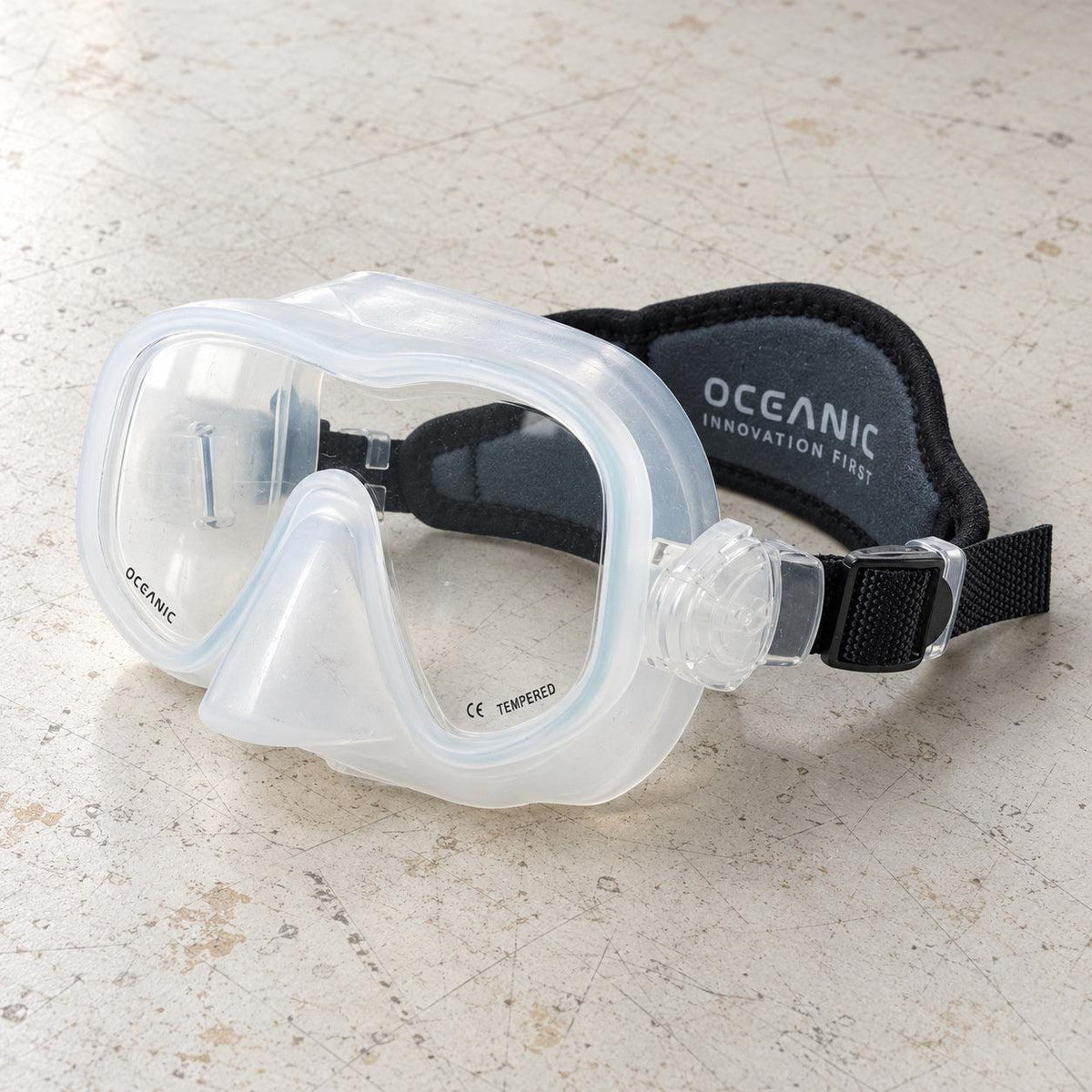 Open Box Oceanic Mini Shadow Mask, Neo Strap — Ice, open box, lightly used on off-white work table