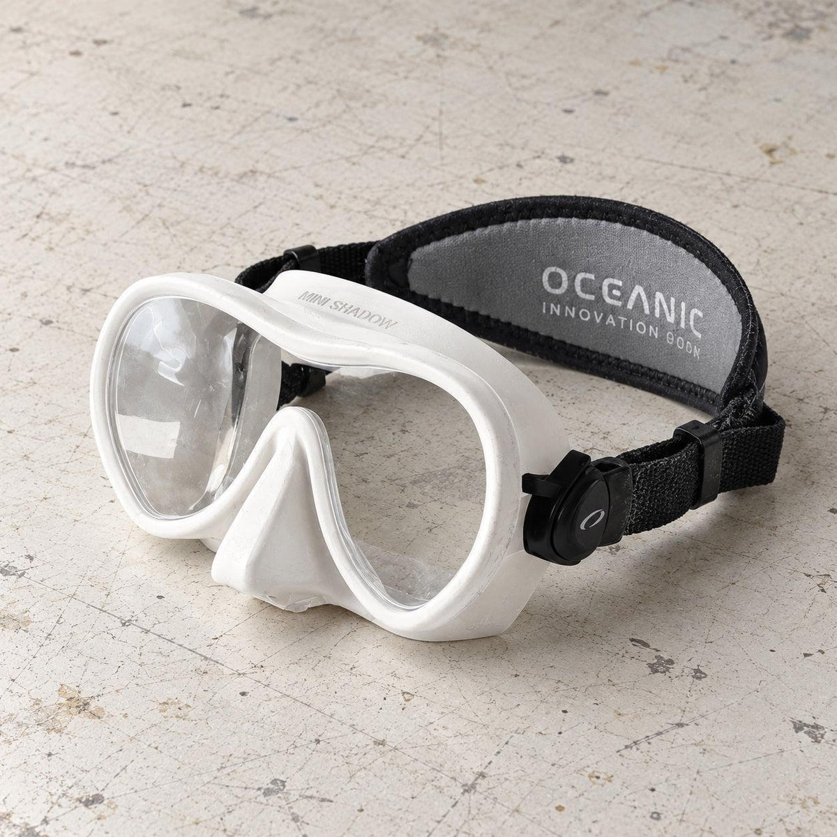Open Box Oceanic Mini Shadow Mask, Neo Strap — White, open box, lightly used on off-white work table