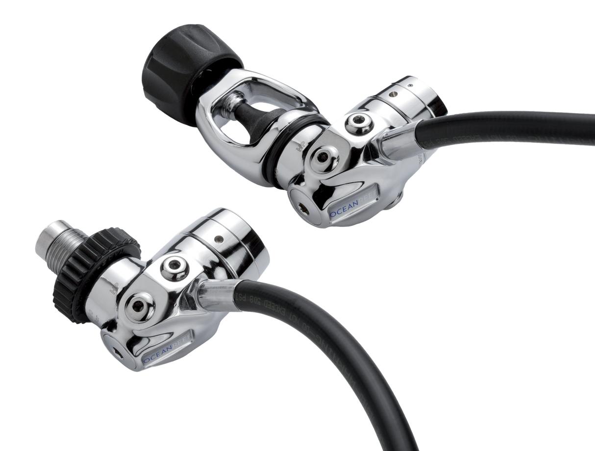 Ocean Reef Neptune III Package – Diving Full Face Mask W/ Int 2nd st. Surface Air Valve Hose Pressure Gauge Octopus SL35TX Din First Stage + Bump + Quick Connection Hose