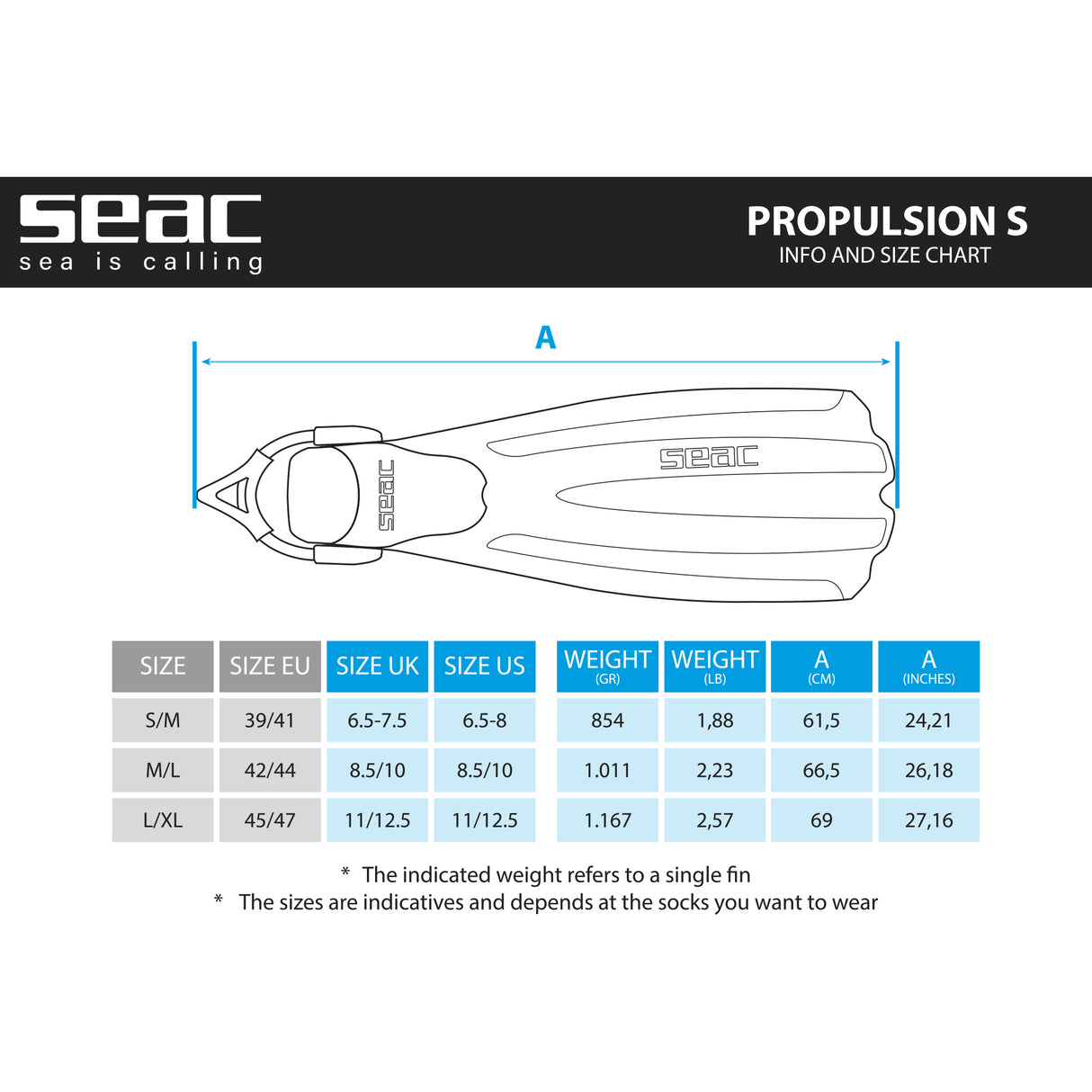 Seac Propulsion S Scuba Diving Fins