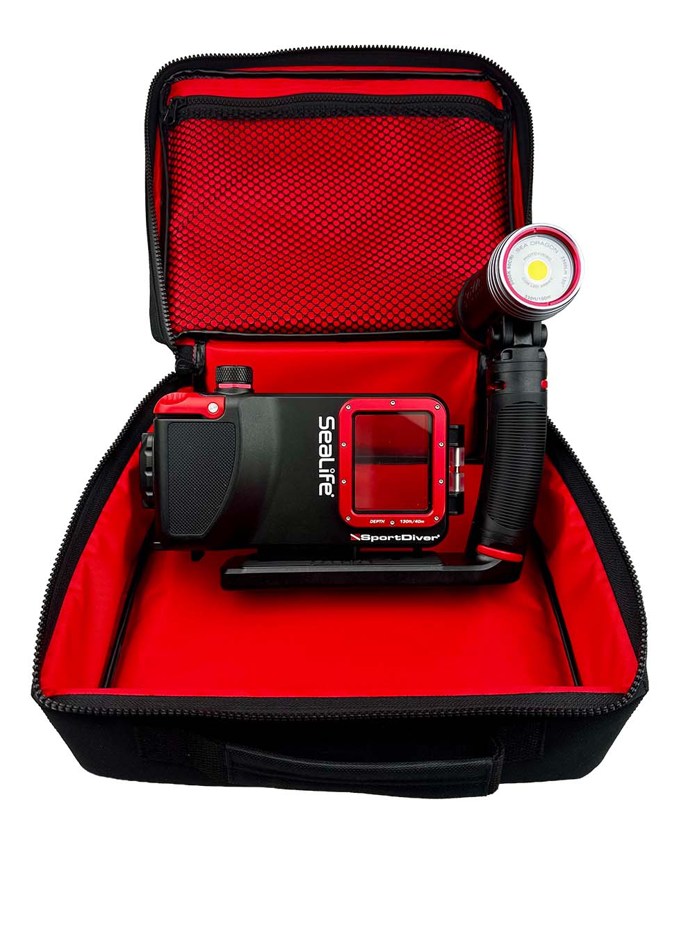 SportDiver housing and Sea Dragon 2300F light packed in the SeaLife Compact Set Case
