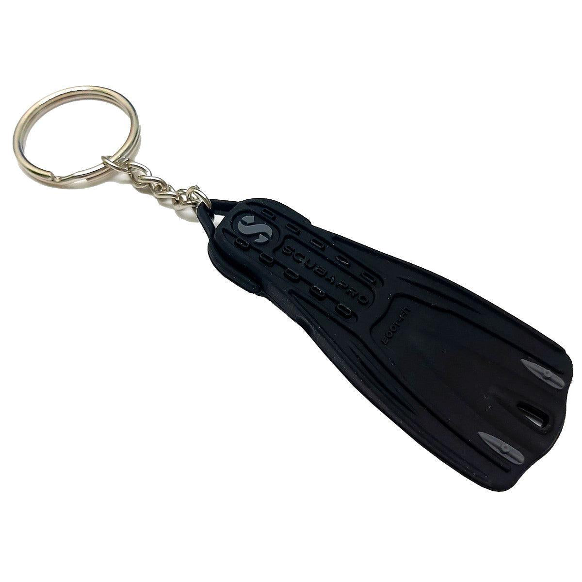 Scubapro GO Sport Keychain in Black: miniature GO Sport fin with SCUBAPRO logo on a chain and split ring