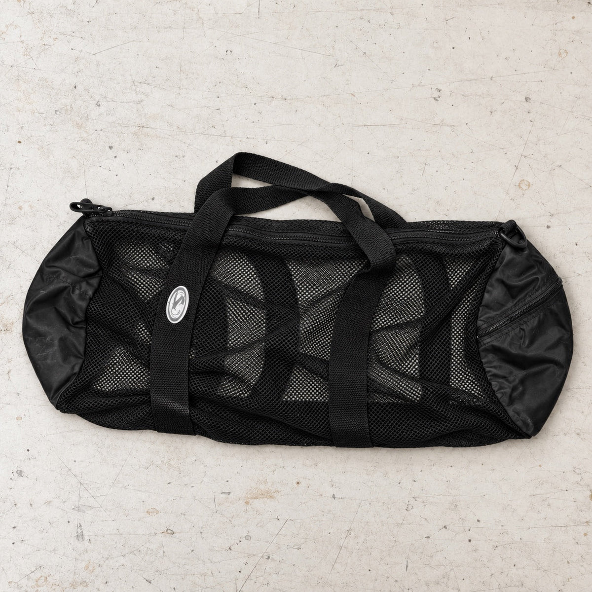 Open Box Stahlsac 26 Mesh Duffle — Black — open-box overhead flat lay