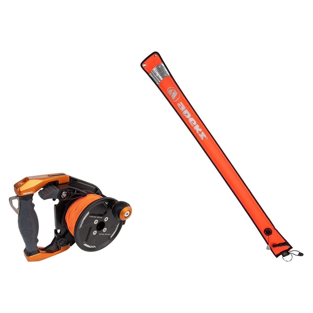 Apeks Reel + DSMB Package – Ascend Dive Reel + 1.4 m DSMB — Black/Orange