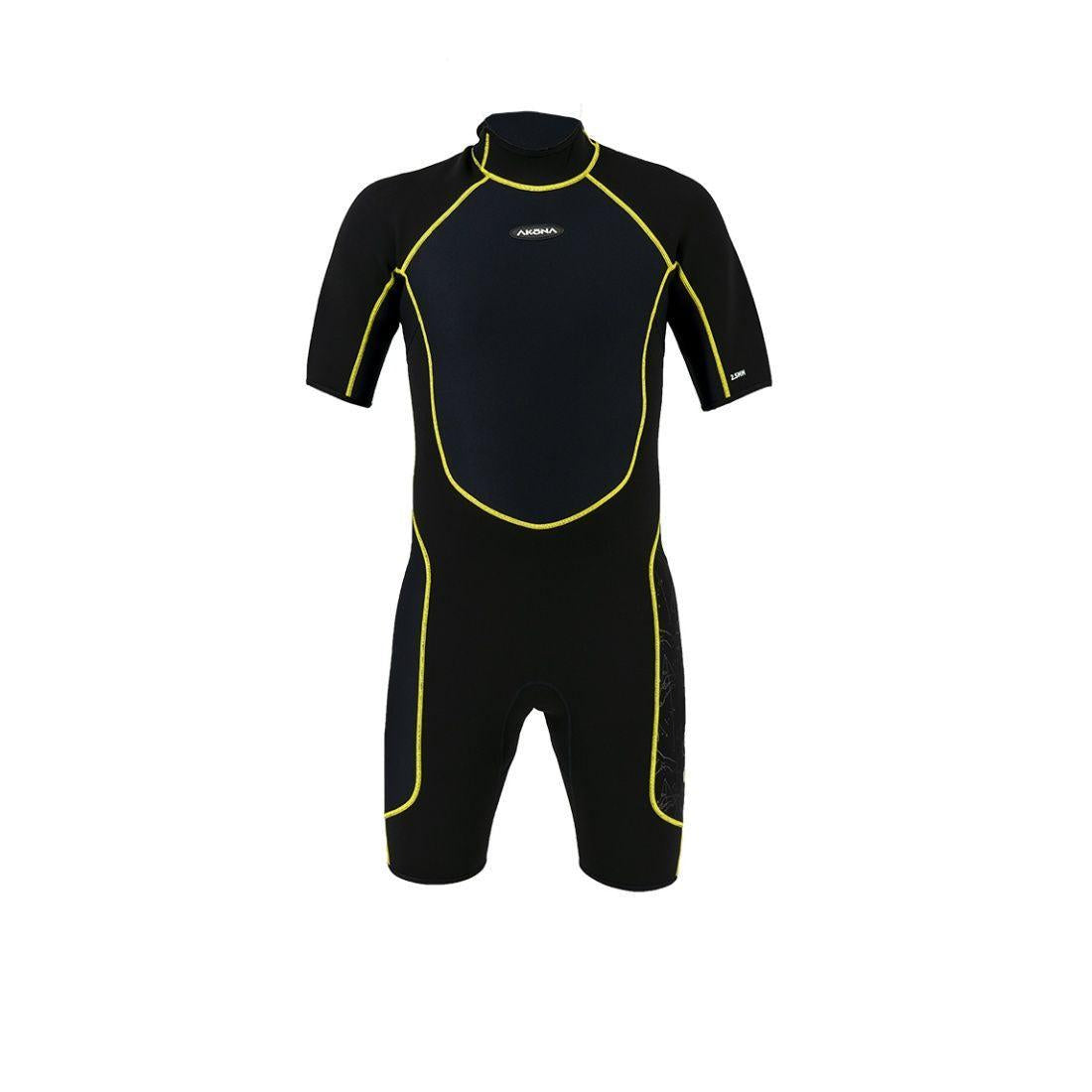 Akona 2.5mm Men's Shorty Back Zip Yellow Black Wetsuit-
