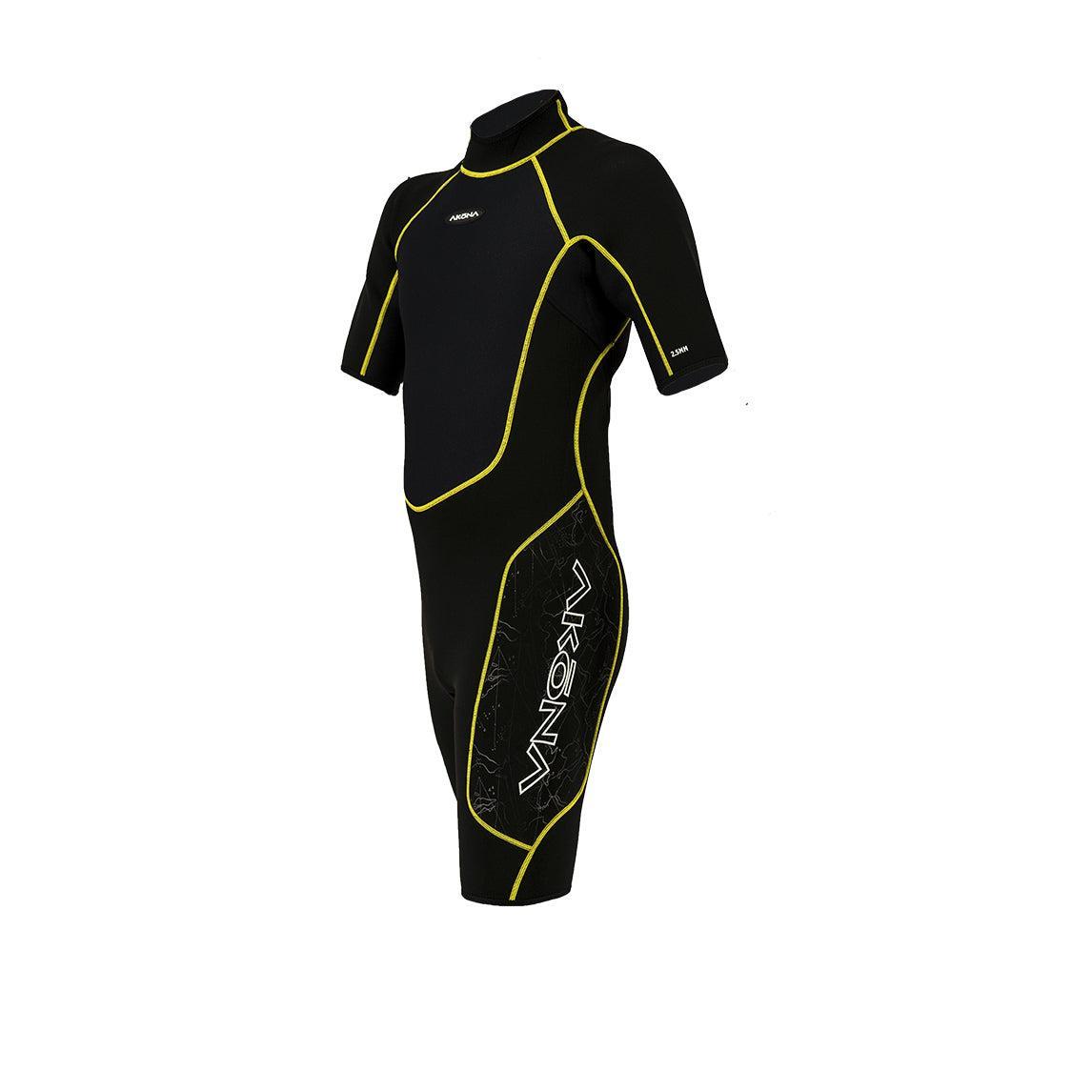 Akona 2.5mm Men's Shorty Back Zip Yellow Black Wetsuit-S-