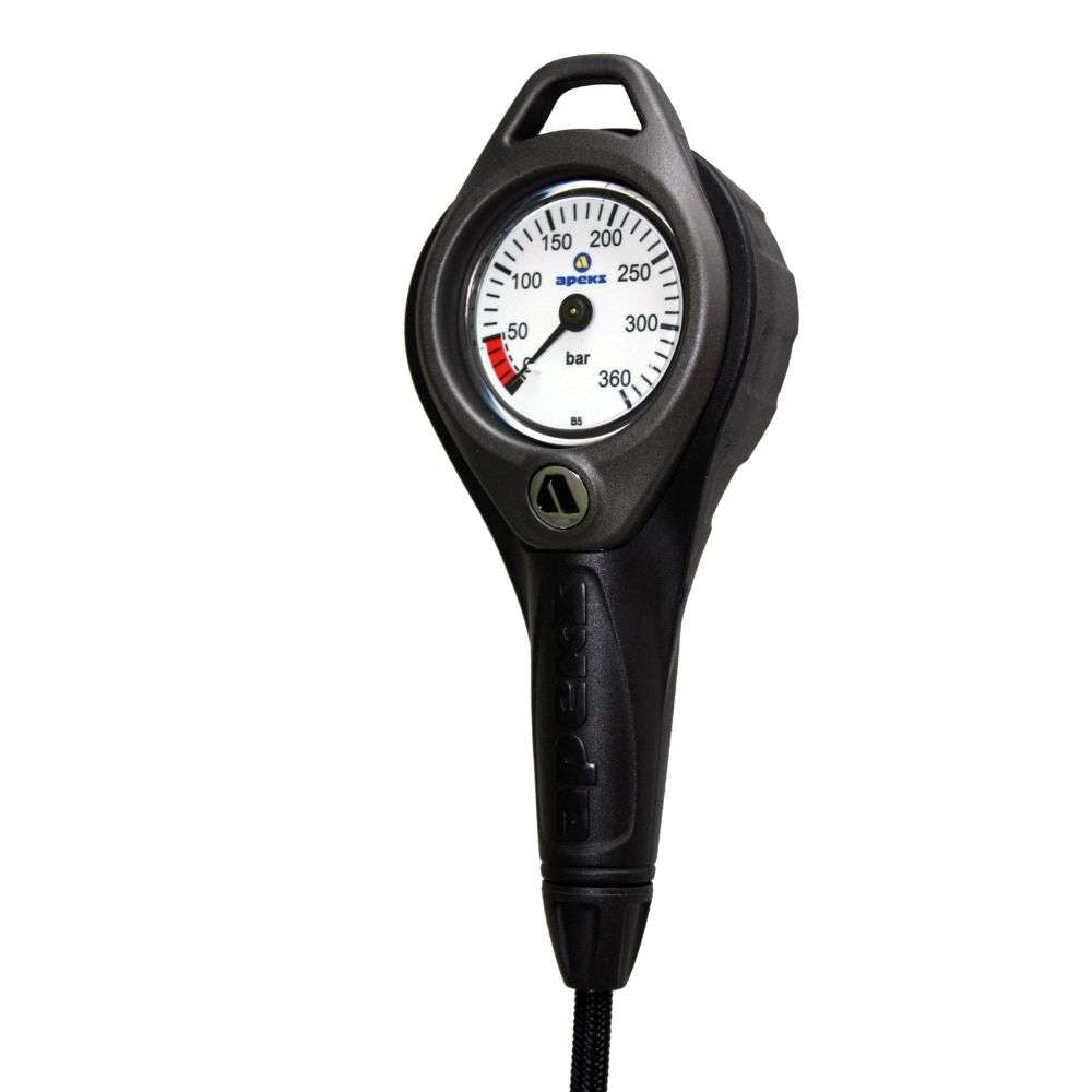 Apeks Pressure Gauge with Boot & Hose 360 Bar Black/Black-