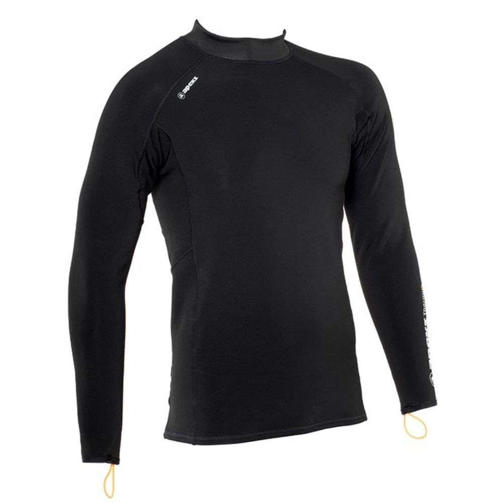 Apeks Thermiq Men's Carbon Long Sleeve Dive Top-Black/Bright Green-S-