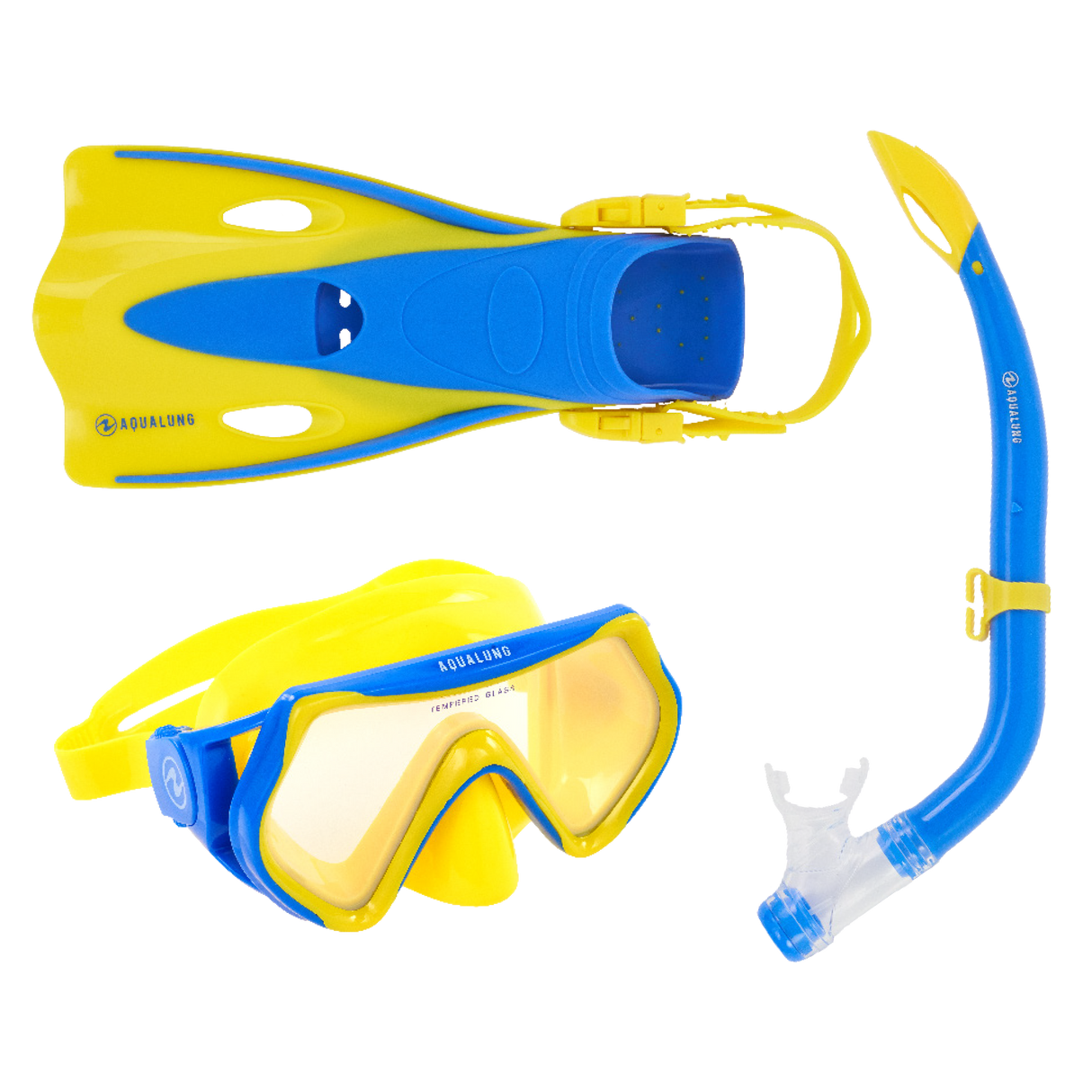 Aqualung HERO Snorkeling Set-Yellow - Blue - Lm-Lens Mirror-L/XL-