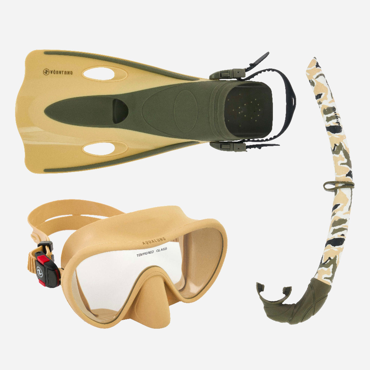 Aqualung NABUL Snorkeling Set-Beige - Dark Green-S/M-