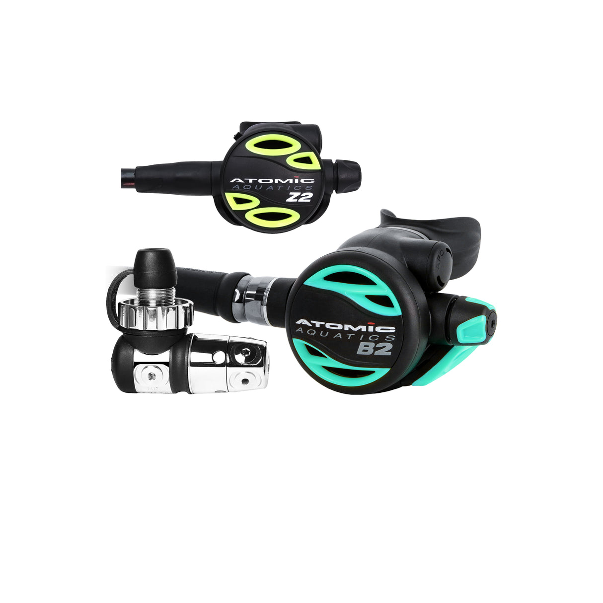 Atomic Aquatics B2 Regulator, DIN Sealed with Color Kit and Z2 Octo Scuba Diving Package-DIN, Sealed-Aqua-