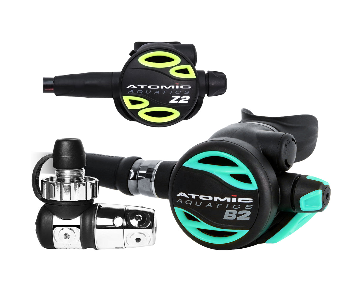 Atomic Aquatics B2 Regulator, DIN with Color Kit and Z2 Octo Scuba Diving Package-DIN-Aqua-
