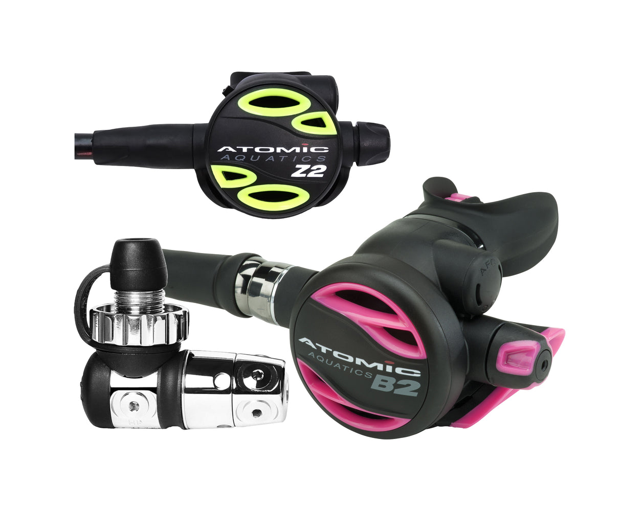 Atomic Aquatics B2 Regulator, DIN with Color Kit and Z2 Octo Scuba Diving Package-DIN-Pink-