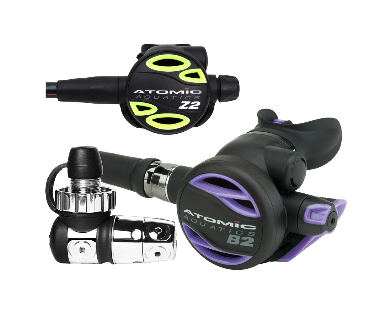 Atomic Aquatics B2 Regulator, DIN with Color Kit and Z2 Octo Scuba Diving Package-DIN-Purple-