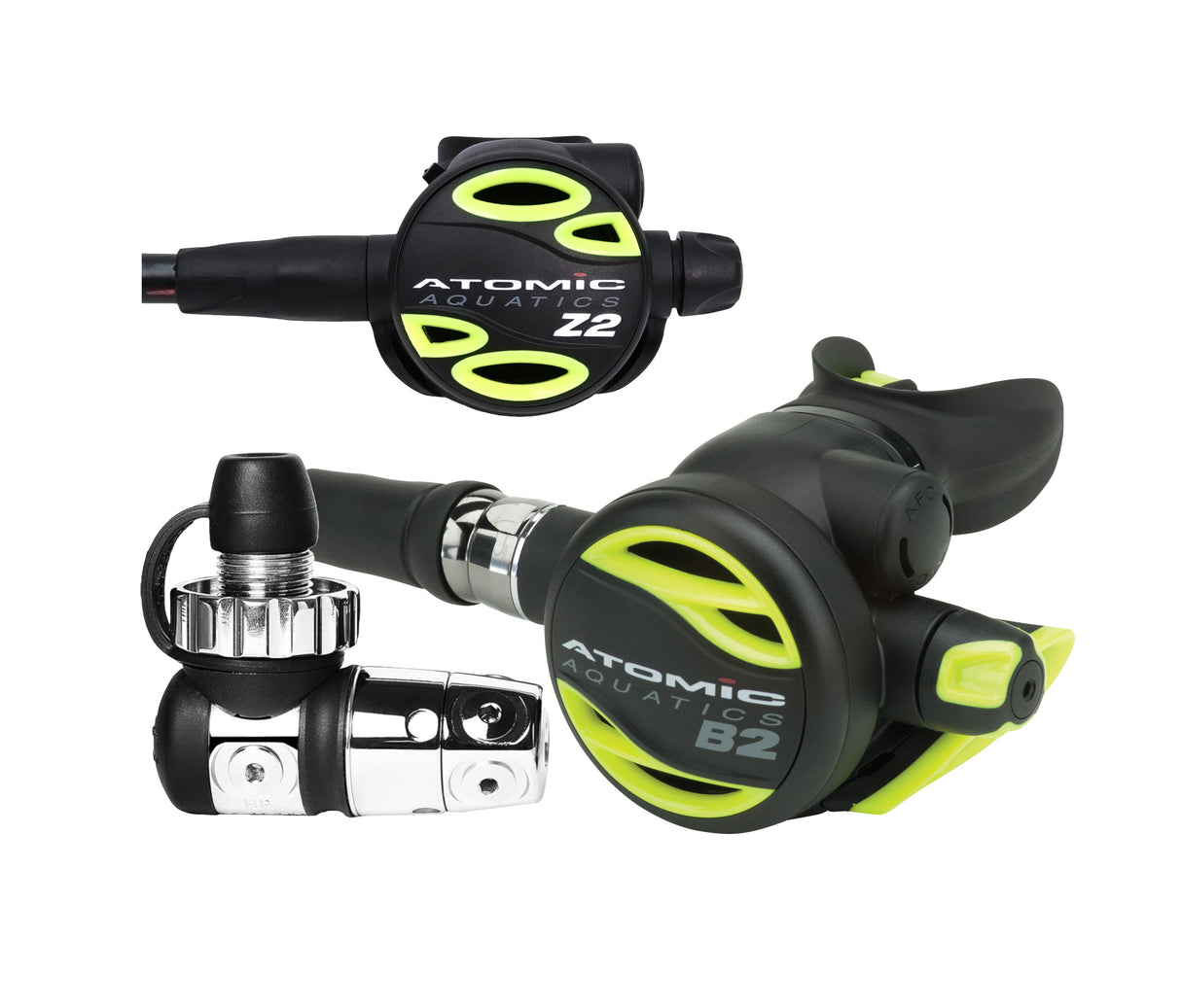 Atomic Aquatics B2 Regulator, DIN with Color Kit and Z2 Octo Scuba Diving Package-DIN-Yellow-