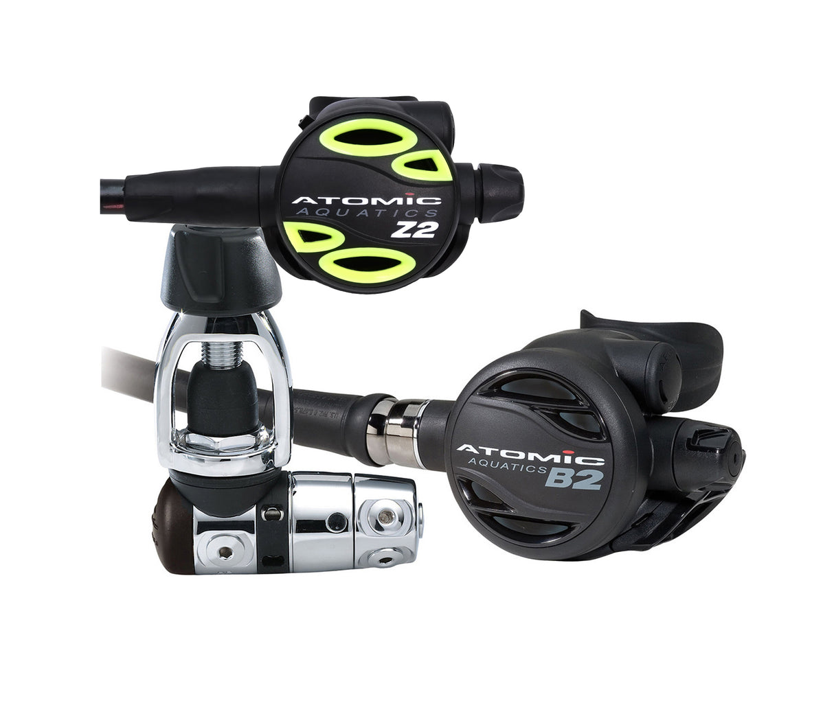 Atomic Aquatics B2 Regulator, Yoke with Color Kit and Z2 Octo Scuba Diving Package-Yoke-Black-