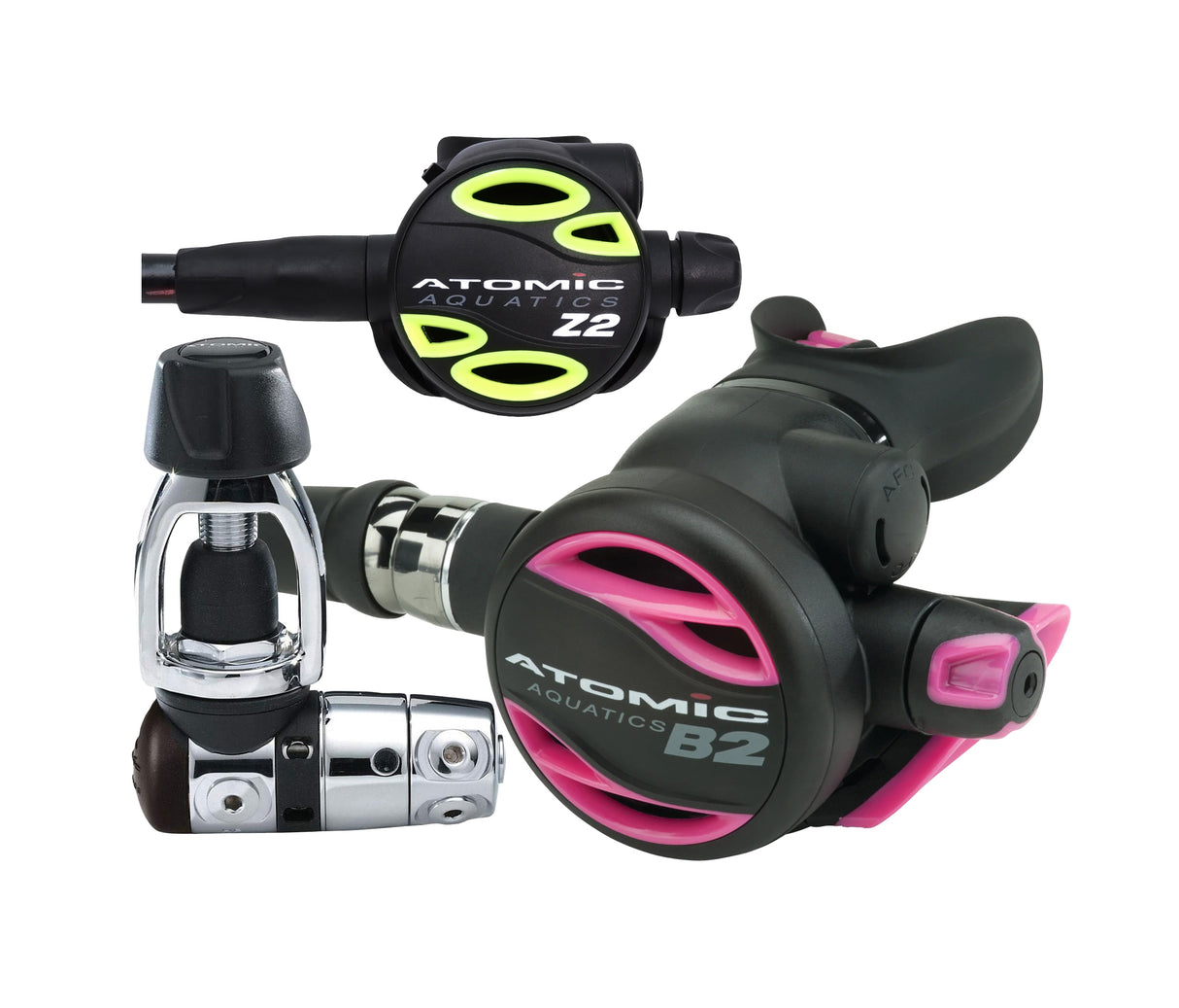 Atomic Aquatics B2 Regulator, Yoke with Color Kit and Z2 Octo Scuba Diving Package-Yoke-Pink-