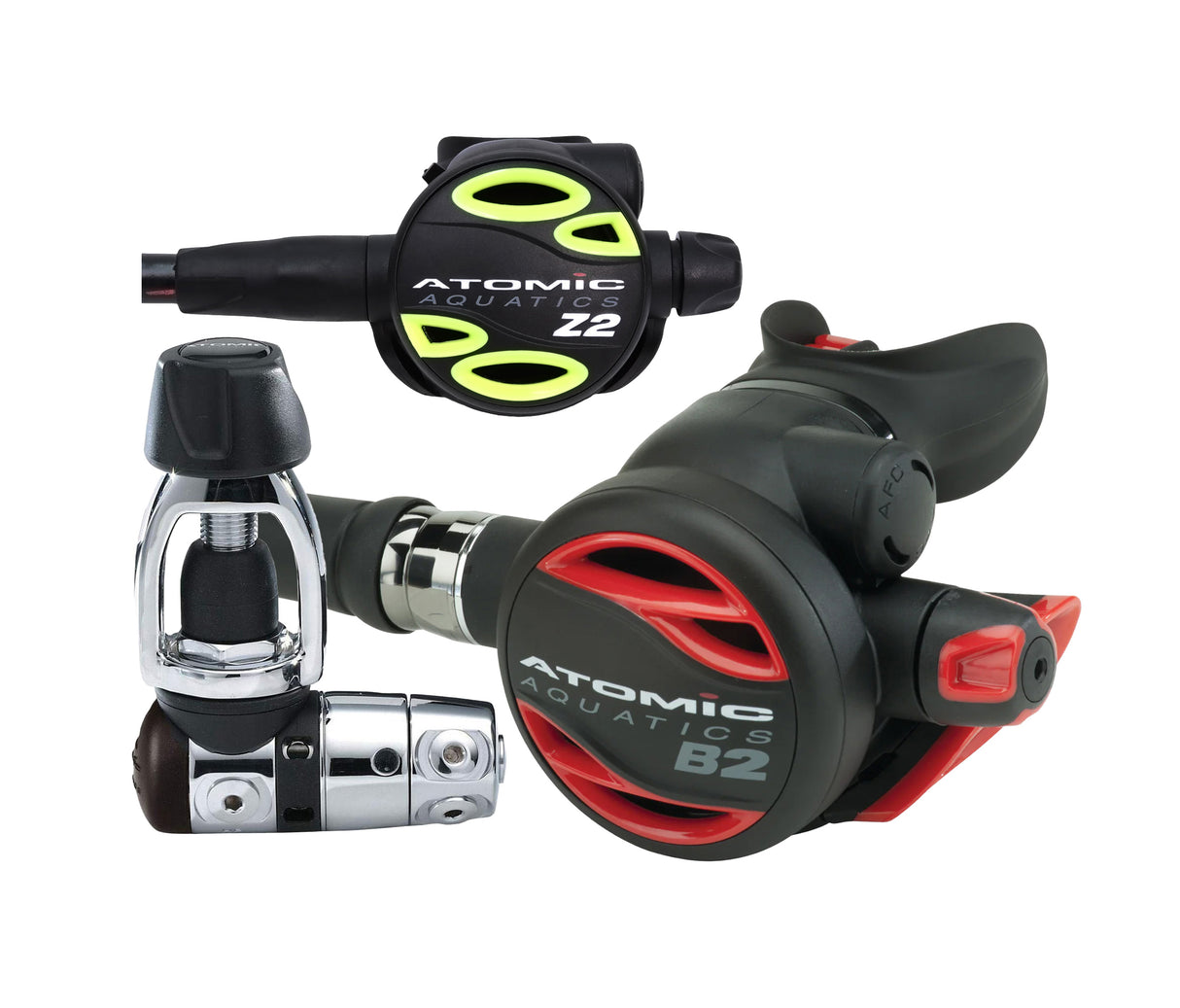 Atomic Aquatics B2 Regulator, Yoke with Color Kit and Z2 Octo Scuba Diving Package-Yoke-Red-