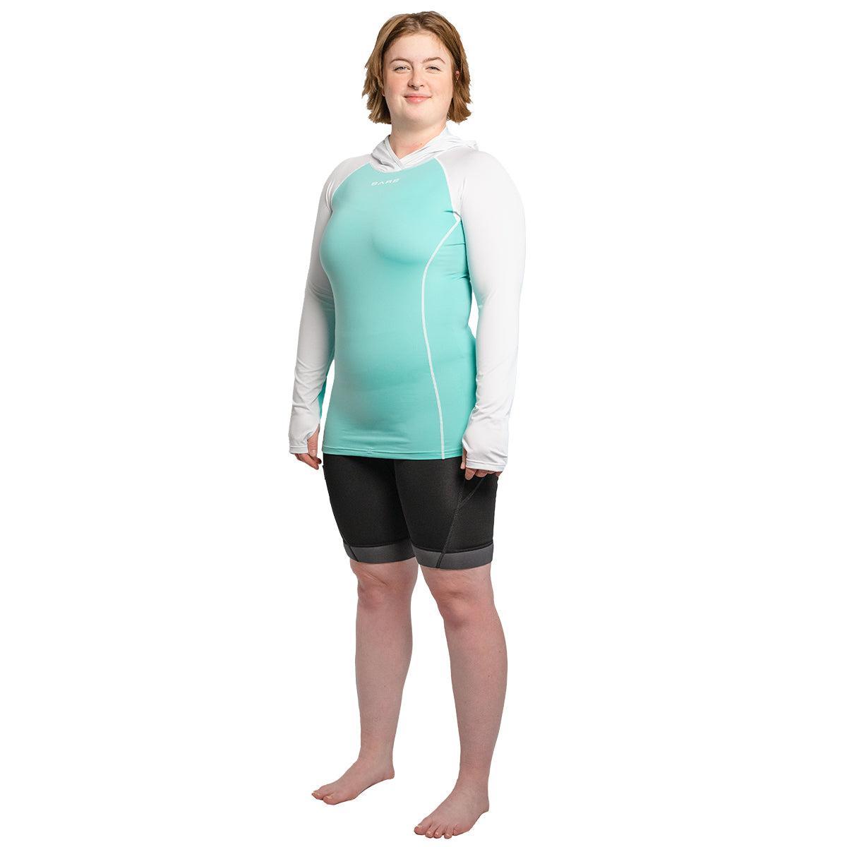 Bare Eclips Hooded Rashguard Womens Aqua-