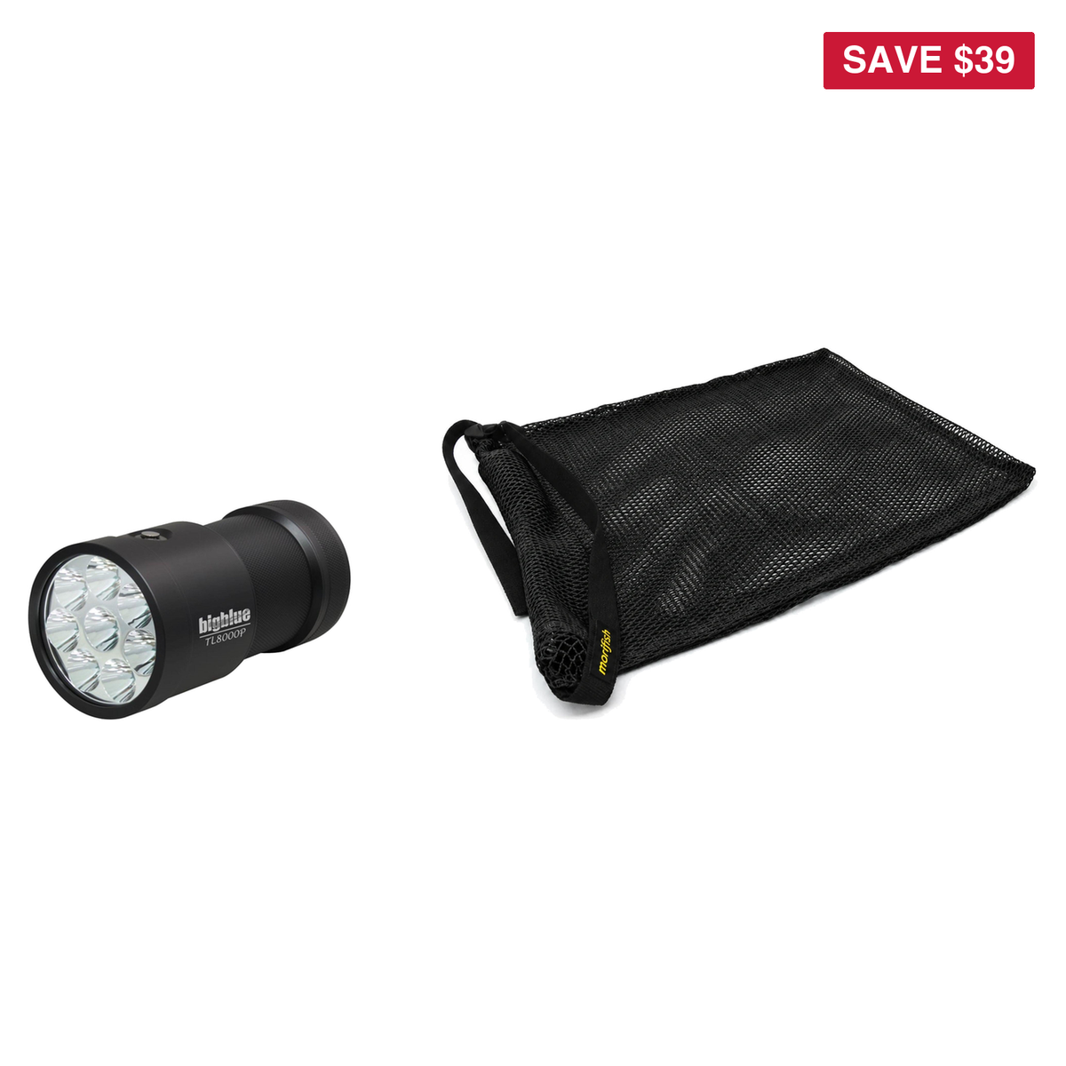BigBlue Lobster Season Package – TL8000P 8000 Lumen Narrow Beam Tech Light + Free Morifish Game Bag — includes BigBlue 8000…