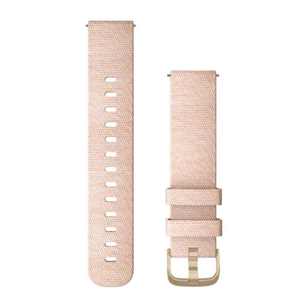 Garmin Quick Release Bands (20 mm) - Fabric / Blush Pink Woven Nylon with Light Gold Hardware