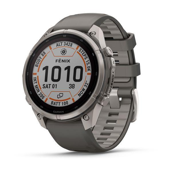 Garmin fenix 9 Pro – inReach, Solar, 47 mm Titanium with Pebble Gray/Silver Gray Silicone Band