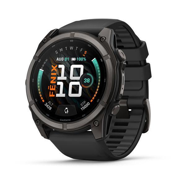 Garmin fenix 9 – 51mm, Carbon Gray DLC Titanium with Black Silicone Band