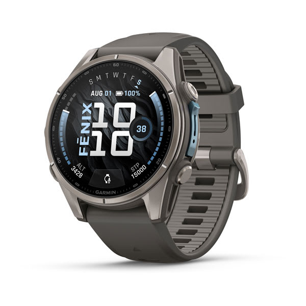 Garmin fenix 9 – 43 mm, Titanium with Pebble Gray Silicone Band