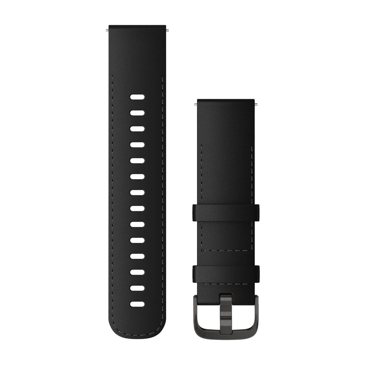 Garmin Quick Release Bands (22 mm) - Leather / Black with Brushed Slate Hardware
