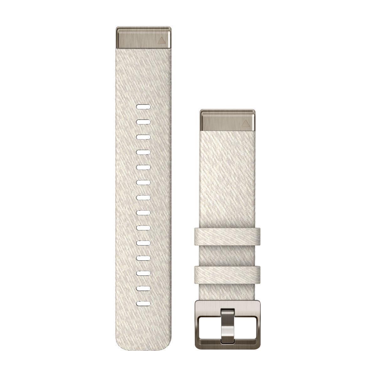 Garmin QuickFit 20 Watch Bands - Fabric / Cream Heathered Nylon with Soft Gold Hardware