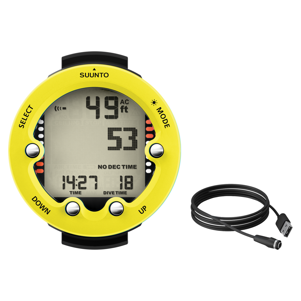 Suunto Zoop Novo Dive Computer + USB Interface Cable Package — Lemon Yellow
