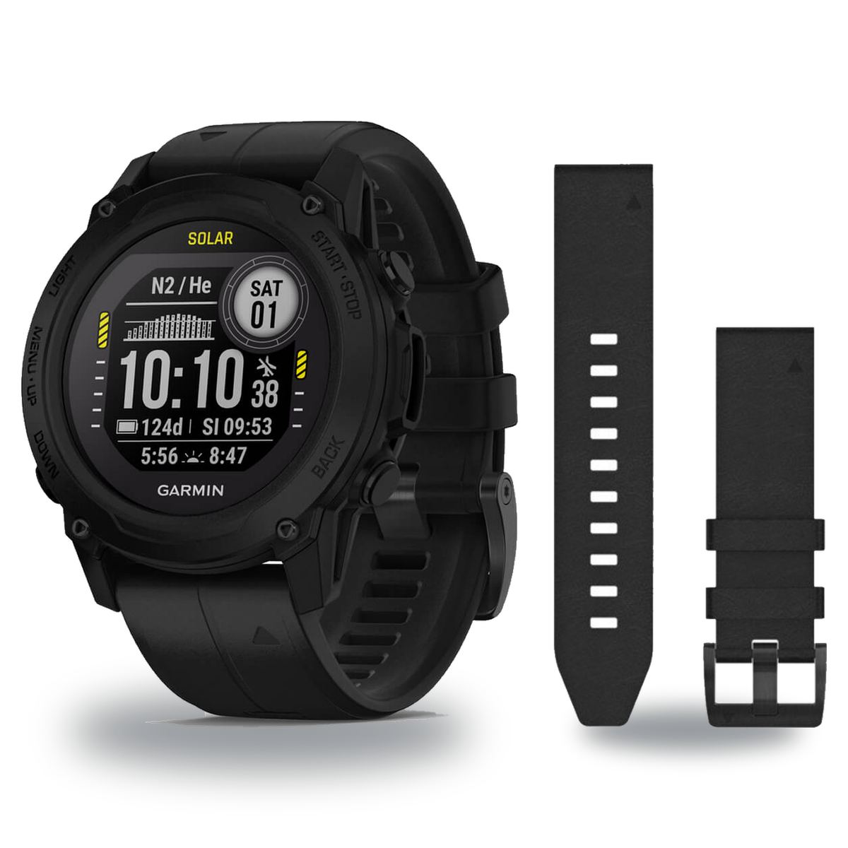 Garmin Descent G1 Dive Computer + QuickFit 22 Band Package — Solar, Black