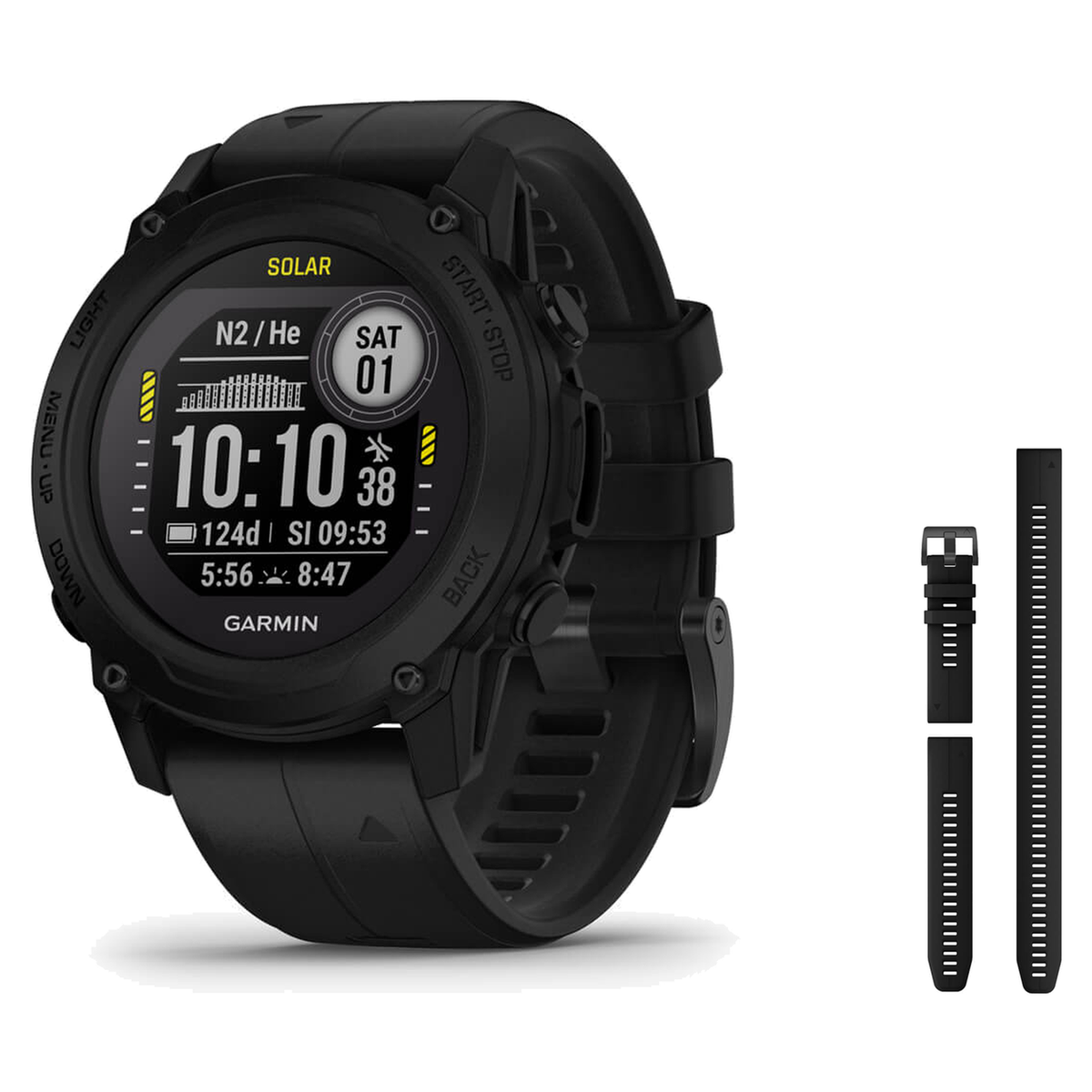 Garmin Descent G1 Dive Computer + QuickFit 22 Band Package — Solar, Black