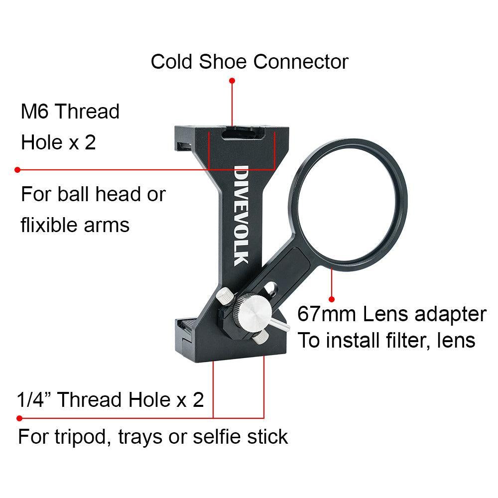 DiveVolk Expansion Clamp With 67mm Lens Adapter-