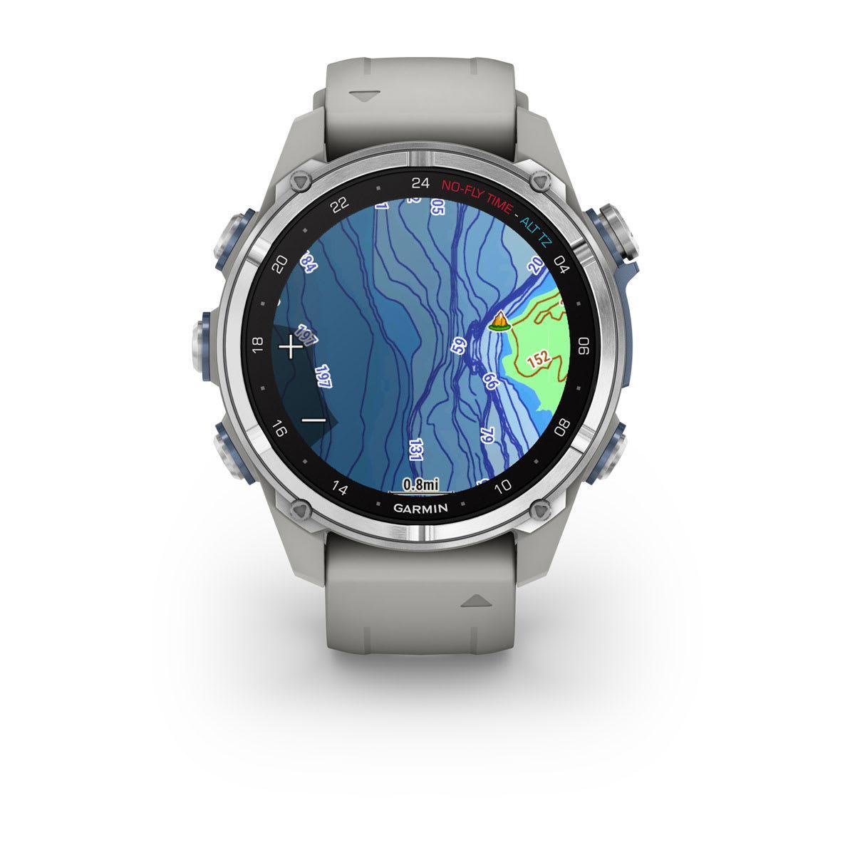 Garmin Descent Mk3 – 43 mm, Stainless Steel with Fog Gray Silicone Band-