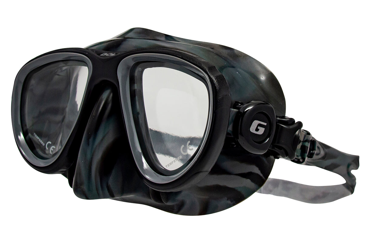 Genesis Bold Spearfishing, Free Diving, Snorkeling, or Scuba Mask with Camo Skirt-