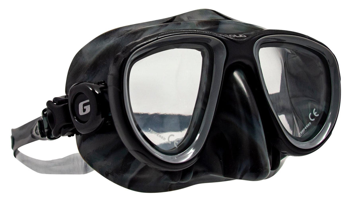 Genesis Bold Spearfishing, Free Diving, Snorkeling, or Scuba Mask with Camo Skirt-